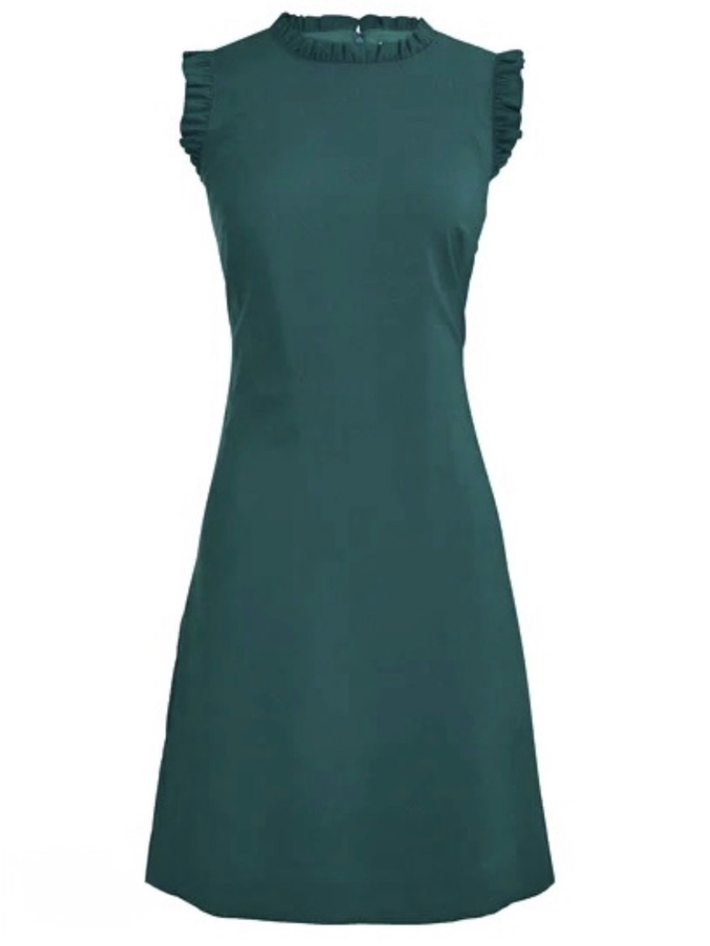 NWOT J Crew Ponte Sleeveless Ruffle Neck A-Line Dress - Emerald Green Size 20